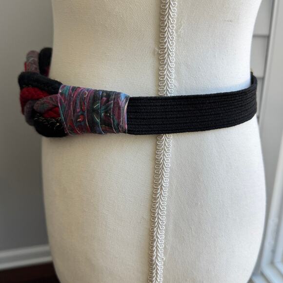 Vintage 80s LEATHER SHOP Braided Rope Cord Belt Adjustable One Size Fits Most - Picture 5 of 8